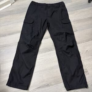 H&M Cargo Pants Mens Large Black Regular Fit Elastic Waist Utility Pockets